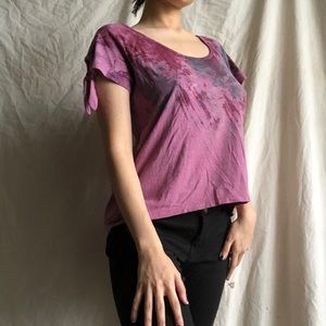 Tie dye purple Short Sleeve top Keyhole Design